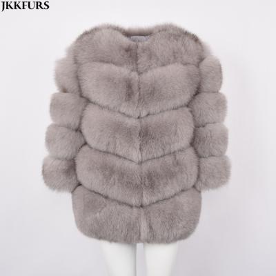 China New Arrival Real Fox Fur Coat Five Rings Anti-Shrink High Quality Jacket Winter Warn Overcoat for sale