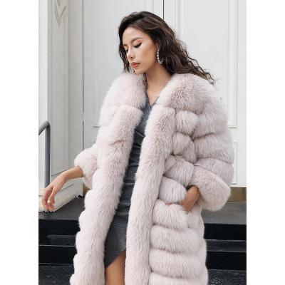 China New Arrival Winter Women's Long Luxury Warm Fur Jacket Breathable Fox Fur Coat for sale