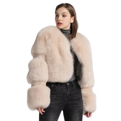 China Fashion Breathable Luxury Style Leather Jacket Women's Female Fox Fur Coats Real Shorts Warm Coat for sale