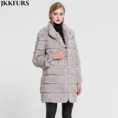 China Breathable Real Rabbit Fur Long Style Fashion Coat For Women Winter New Arrival Warm Jacket for sale