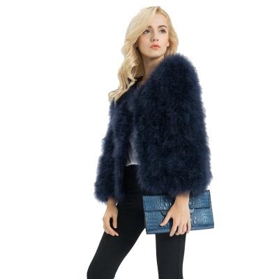 China Wholesale Retail Real Women Ostrich Feather Fur Shorts Coat Anti-shrink Jackets Top Warm Overcoat for sale