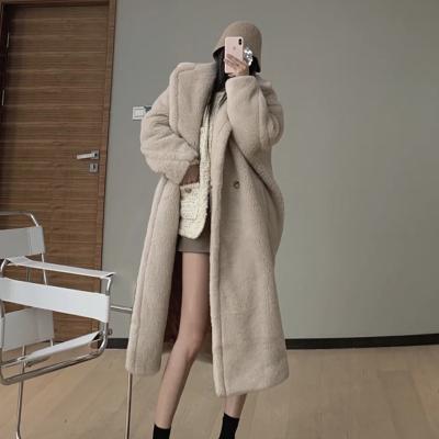 China Fashion Anti-Shrink Design Winter Cashmere Popular Teddy Trench Coat Women Long Lambswool Coat for sale