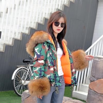 China High quality warm women's fur parka down coat with raccoon fur winter parka warm jacket S7900 for sale