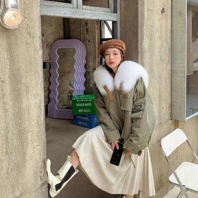 China Autumn Winter Thick Warm Jacket Real Fox Fur Collar Anti-Shrink Parka For Women for sale