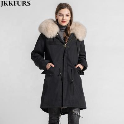 China Wholesale Anti-Shrink Winter Jackets Ladies Style Fashion Real Long Fur Parka Women With Fox Fur Collar for sale