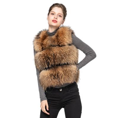 China New Fashion Breathable Winter 3 Tiers Plus Size Fur Gilet Women Genuine Raccoon Fur Vest for sale