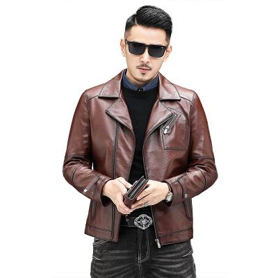 China New Arrival QUICK DRY Mens Fashion Leather Jackets Turn-Down Collar Real Sheepskin Leather Jackets Cattlehide Coat for sale