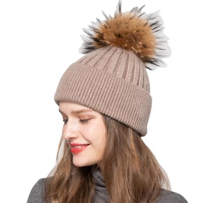 China COMMON hot sale fashion hats women's warm angora fur Pom Pom Winter Hat for sale