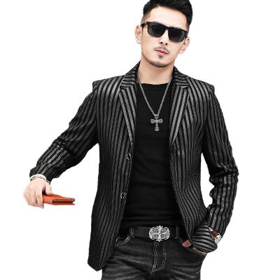 China 2021 QUICK DRY factory direct design fashion new stripes suit men real leather jacket for sale