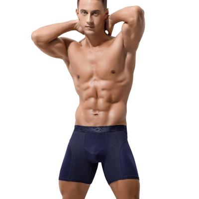 China Solid Color Legs Sports Fitness Men Antibacterial Men's Shorts Comfortable Boxer Boxing Underwear Men Long Plus Size Underwear for sale