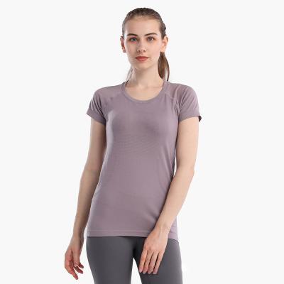 China Breathable Pure Breathable Tight-fitting Spandex Stretch Mesh T-shirt Color Ladies Outdoor Jogging Running T-shirt for sale