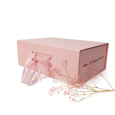 China Recycled Simple Elegant Folding Custom Materials Fo Logo Cardboard Paper Wedding Gift Box Packaging Magnetic Gift Boxes With Ribbon for sale