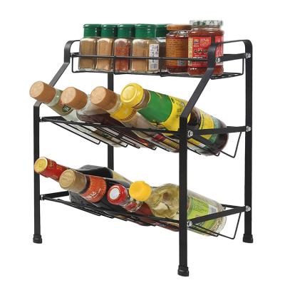 China Sturdy Countertop Kitchen Spice Rack Organizer 3 Tier Spice Rack China Structure Rack Organizer For Spice Can Sauce Jars Bottle à venda