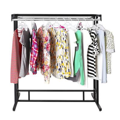 中国 Store Style Stainless Steel Stable Double Rod Metal Cloth Stand Display Clothes / Floor Garment Display Rack 販売のため