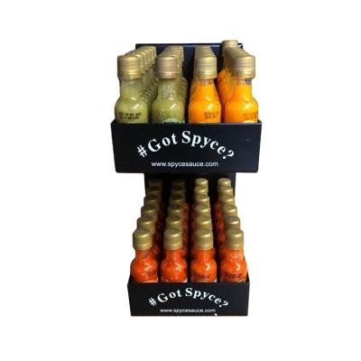 China New Arrived Shelf Solids Customized 48 Spice Sauce Bottles Show Rack Syrup Bottle Counter Organizer 2 Layer Metal Display Tray à venda