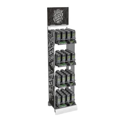 China Durable 4 Layer Shelves Can Hold 64 Cans 4 Layer Metal Shelves 64 Drink Cans Dispenser Display Rack For Supermarket for sale