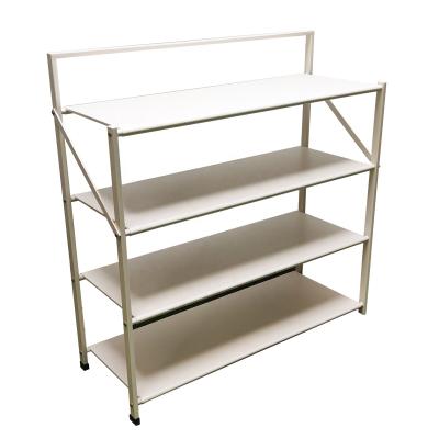 China Durable Metal 4-Tier Shoe Rack Folding Adjustable Flat or Oblique Shoe Organizer Holder Stand Shelves for Entryway Bedroom White Te koop