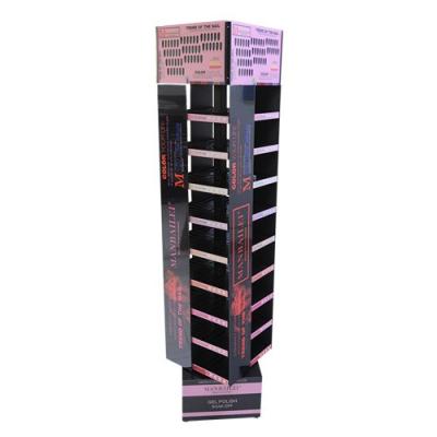 China 9 Tiers High Quality Durable Rotating Metal Floor Standing Nail Polish Cosmetic Display Racks for sale