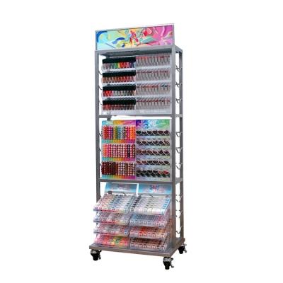 China High Quality Metal Large Capacity Nail Polish Display Floor Rack for sale