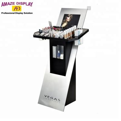 China Fashionable Factory and Luxury Makeup Exhibit Metal Retail Customized Elegant Advertising Cosmetic Display Stand for sale