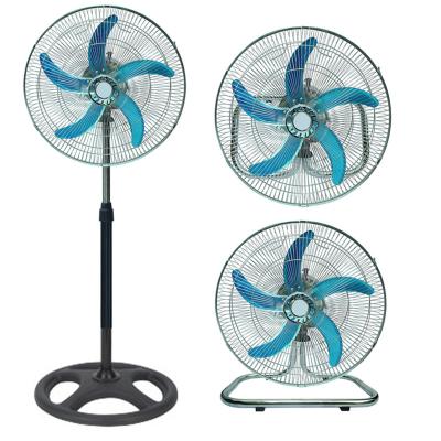 China Powerful Hotel Industrial Hardware 3 in1 Fan Round Metal Flow Rack Fan 18 Inch Fan for sale