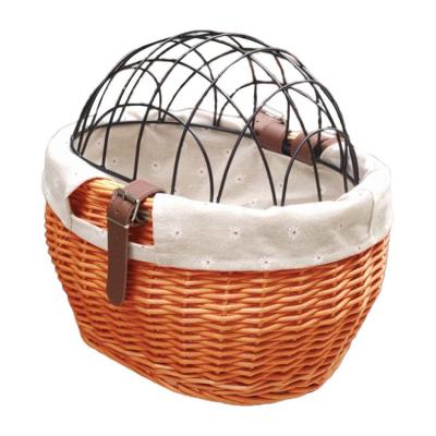 China Durable PET BASKET Wicker Golden Bike Basket For Cat Or Dog Bicycle For Pet for sale