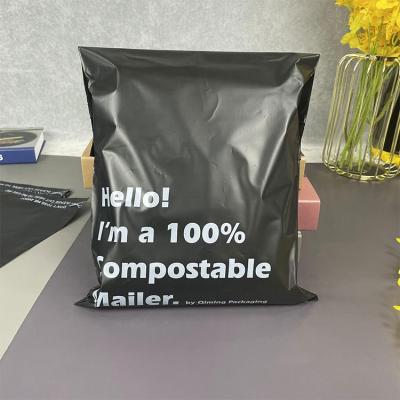 China Strong Adhesive Fully Biodegradable Garment Processing Garment T-shirt Carrier Pouch Packaging Mail Starch Poly Postage With Logo for sale