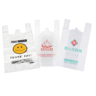 China Recyclable dedicated biodegradable clear plastic shopping bags with logo vest bag for supermarket fruit packaging bag for sale