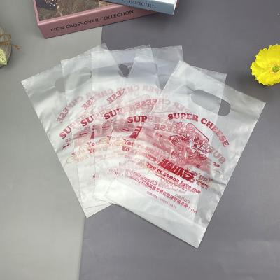 China Retail Beverage Plastic Printing LDPE Folding Goods Die Cut Plastic Handbag Customized Handle Customized Recyclable Sachet Factory for sale