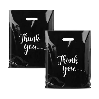 China Factory Customized Recyclable 12 x 15 Commodity Bag Black Plastic Thank You Retail Shopping Bag Gift Packaging Bag With LOGO for sale