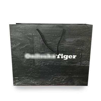 China Factory Customized Laminated Black High Quality Recyclable Paper Jewelry Packaging Art Paper Bag With Company Logo Printing Shoppingbag for sale