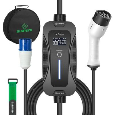 China GUWIEYG Type2 EV Charger 16A 32A 7.2KW With CEE Blue Power Plug 5m Cable for Type2 EV Charger ZK TYPE2 CEE 32A 1P BLACK for sale