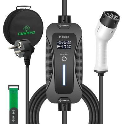 China GUWIEYG EV Charger Type2 IEC62196-2 8/10/13/16A EVSE Cable EU Plug Portable Charging Controller Wallbox for Electric Car ZL TYPE2 SCHUKO 16A 1P CHARGER for sale