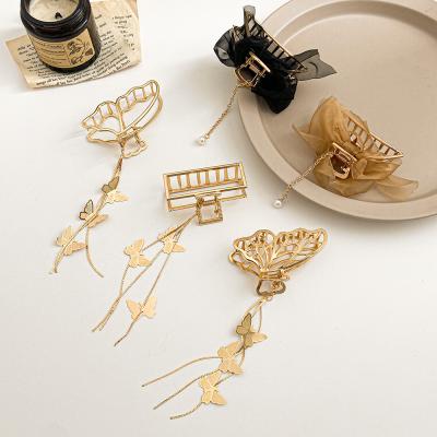 China FINETOO Crystal Butterfly Tassel Chain Hairpin Hot Sale Fashionable Women Hair Clips Classic 2021 for sale