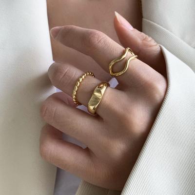 China Vintage 2021 New Punk Stacking Rings Set Gold Plated Knuckle Rings For Women Girls for sale