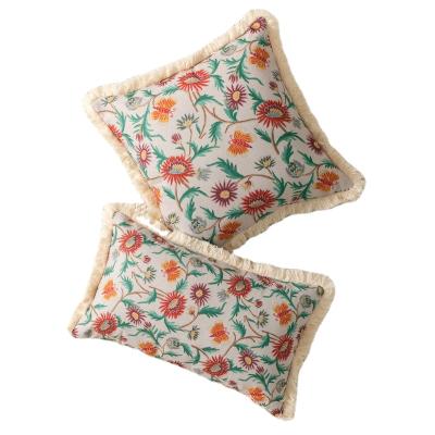 China Sustainable Print Cover Cushions Custom Boho Style Print Pillow Cover Country Chic Cushions For Home Decor for sale