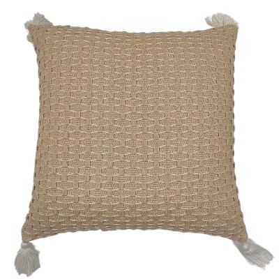 China Viable Wholesale Jacquard Quality Cotton Tile Cover Chair Cushion With Tassel Trim Cushion Cover for sale