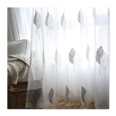 China European Modern Voile Curtain Patio Gauze Curtain For Garden Embroidery Curtain for sale