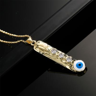 China CLASSIC Zircon Bar Irregular Geometric Evil Eyes Necklace Real Gold Plated Oil Drippping Devil's Eye Necklace for sale