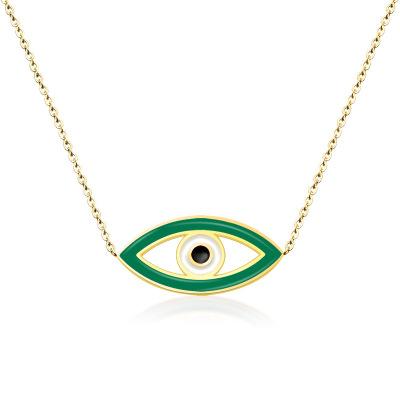 China 316L Stainless Steel Environmental Enamel High Quality Evil Eyes Pendant Necklaces Simple Oil Drip Evil Eyes Necklace for sale