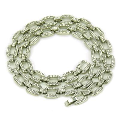 China Nickel Free Hotsale Lead Free Hip Hops Micro Silver Plated Crystal Iced Out Link Chain Necklace Cuban Link Chain Necklace for sale