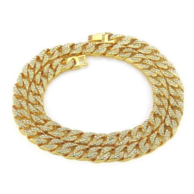 China ALLOY Men's18K Hip Hop Gold Iced Out Diamond Thick Miami Cuban Chain Necklace Iced Out CZ Hip Hop Chain Bracelet for sale