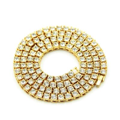 China ALLOY 14K Gold Hip Hop Iced Out Full CZ Hip Hop Chain Tennis CZ Zircon Tennis Necklace AAA Chain Necklace for sale