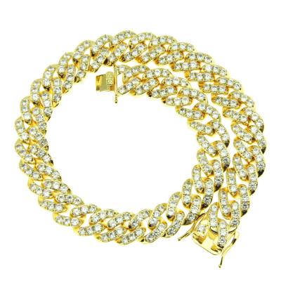 China Nickel Free Lead Free Bling Bling Zircon Hip Hops Jewelry Cuban Link Necklace 13mm Chunky Iced Out Cubic Zirconia Miami Cuban Chain Necklace for sale