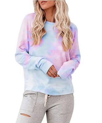 China OEM Breathable Colorful Tie Dye Natural Fluffy No String Hoodie For Women With No Pocket for sale