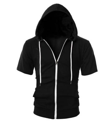 China Autumn Sports Fitness Shorts Breathable Simple Empty Full Sleeve Zipper Black Pullover Hoodie Men for sale