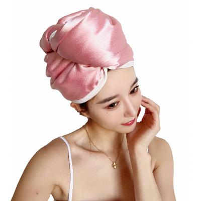 China QUICK-DRY New women's dry hair cap outer layer mercerized satin double layer drying cap for sale