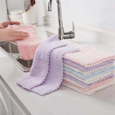 China Kitchen Multi-purpose personalized microfiber absorbent fast drying light color coral fleece cleaning cloth for sale