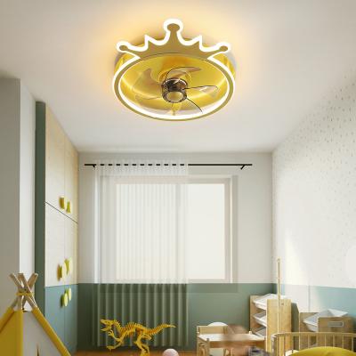 China Modern Creative Simplicity Fan Crown Cartoon Light Children's Room Boys And Girls Ceiling Chandelier for sale