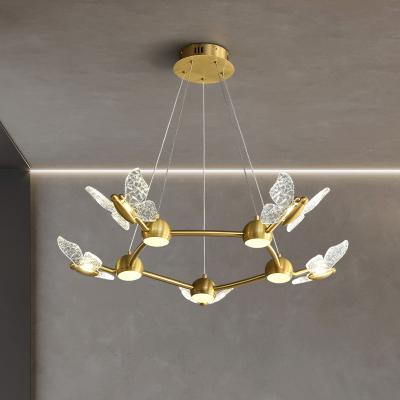 China Modern Decorate Bedroom Living Room Dining Room Modern Certified Acrylic Copper Ring Bird Chandelier for sale